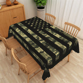 Lofaris Green Camouflage Black Usa Flag Holiday Tablecloth